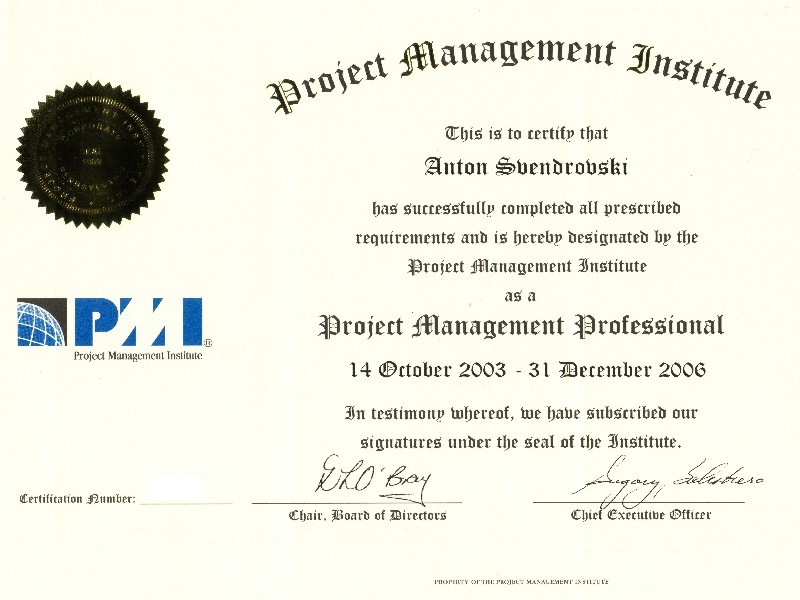 Website of Anton Svendrovski - Professional Certification