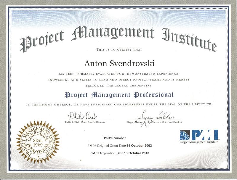 Website of Anton Svendrovski - Professional Certification